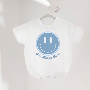 One Happy Dude, Happy One, Sweatshirt Romper, Hipster, Neutral, First Birthday Outfit, Smile Birthday, Smile Birthday Romper, One Happy Dude