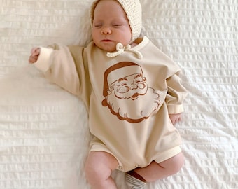 Eerste Kerst Baby Outfit, Baby Eerste Kerstmis, Santa Romper, Baby Sweatshirt Romper, Baby Vakantie Outfit, Bubble romper