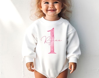 First Birthday Romper, Birthday 1 Shirt, Balloon Romper, 1st Birthday Outfit, Pink Birthday Romper, Simple Birthday Outfit, Pink Girl