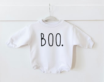 First Halloween Baby Outfit, Baby First Halloween, Boo, Bubble Romper, Baby Sweatshirt Romper, Boo sweatshirt, Bubble romper, Neutral