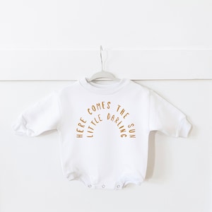 Here Comes The Sun, Rainbow Baby Sweatshirt Bodysuit, Baby Shower Gift, Sweatshirt Romper, Baby Sweatshirt, Hipster, Gender Neutral