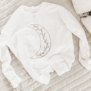 Moon Sweatshirt Set, Matching Neutral Tops, Mommy and Me outfit, Matching Mom & Baby, Gender Neutral Moon Matching Sweatshirts, Celestial image 1