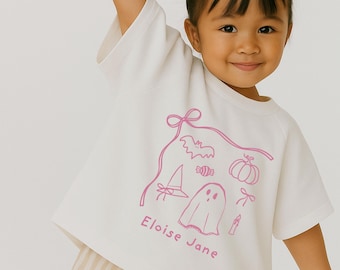 Pink Coquette Halloween Oversized T-Shirt,  Halloween Shirt for Girls, Halloween Graphic Tee, Trendy Halloween Tee, Custom Halloween Shirt
