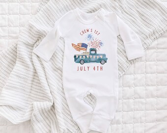Tenue Bébé Premier 4 Juillet - Chemise Fête Nationale USA - Fait Main - Neuf Jamais Porté