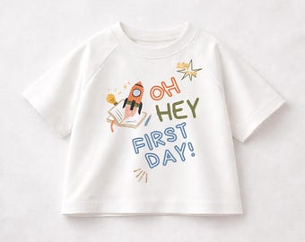 Personalized Oversized Kids Shirt – Rocket First Day of School Tee (Kindergarten)