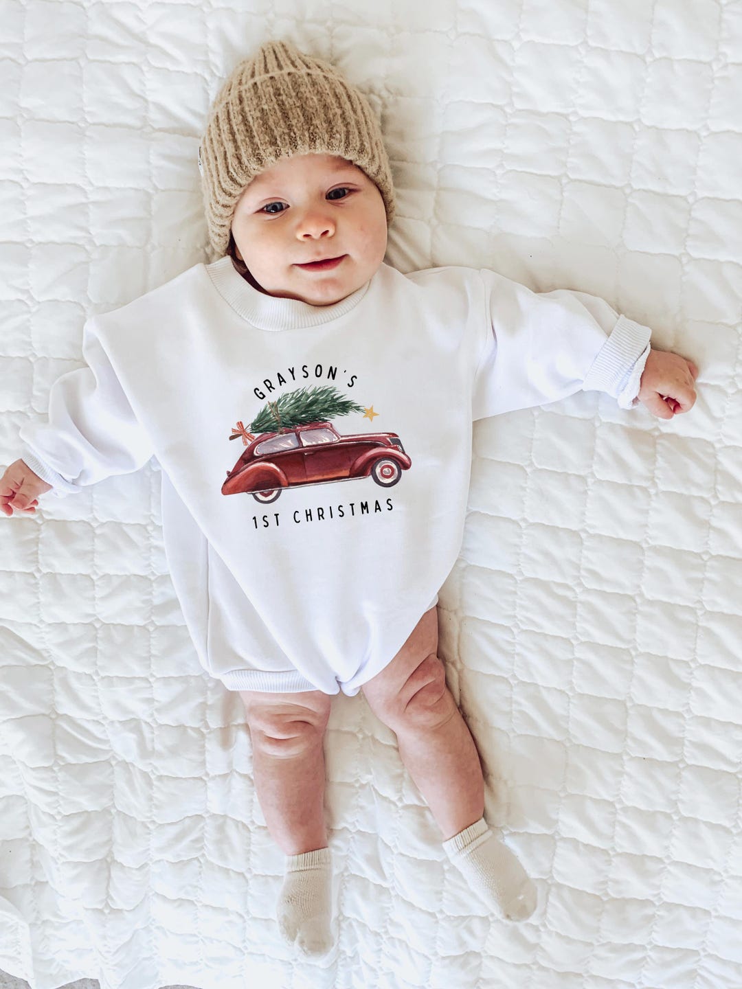 Baby First Christmas One Piece, First Christmas Outfit, Neutral ...