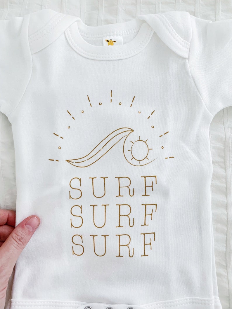 Surf, baby Surfing Shirt, Summer Shirt for baby, Summer baby top, Gender neutral, beach baby, Neutral baby gift, Baby Shower Gift, Hawaiian image 7