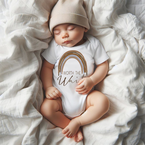 Het wachten waard regenboogbabyromper Scandinavische regenboog cadeau kraamcadeau nieuwe baby babykleding hipster genderneutraal Etsy Nederland