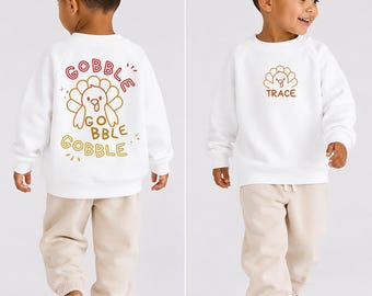 Thanksgiving Kids Sweatshirt | Baby & Toddler Turkey Outfit | Cozy Thankful Fall Sweater | Trendy Baby Thanksgiving Romper Gobble Gobble