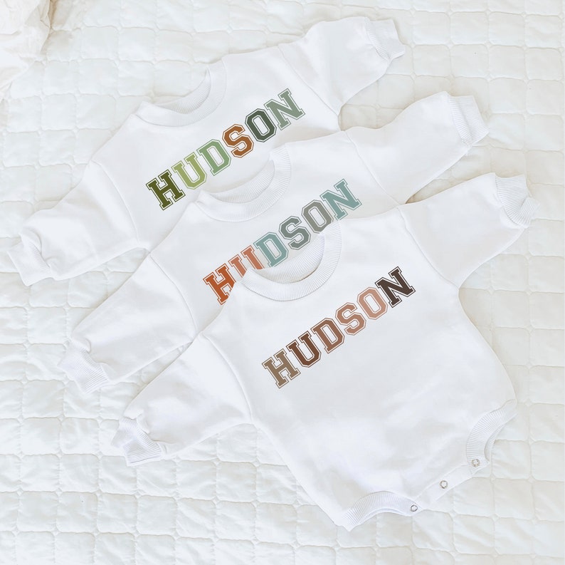 Neutral Baby Romper Bubble Romper Name Baby Sweatshirt Baby Etsy