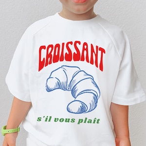 Oversized Croissant Kids T-Shirt, French Graphic Tee for Baby & Toddler, Trendy Summer Shirt, Cute Foodie Kids Tee,