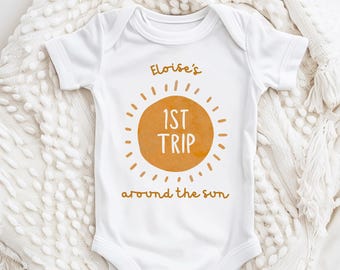 First Birthday Romper, First Trip Around The Sun, 1st Trip Around The Sun, Gender Neutral, 1st Birthday Outfit, Sun Birthday, first Birthday