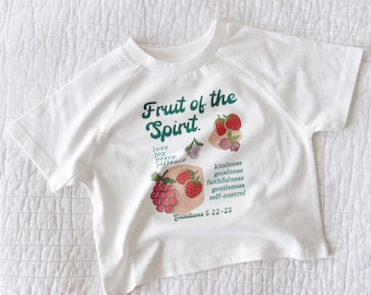 Fruit of the Spirit Kids Oversized Tee, Christian Graphic Shirt, Bible Verse Galatians 5:22-23, Faith Based Kids Clothing
