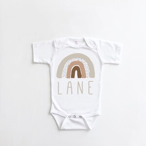 Rainbow Baby Announcement Shirt and Bodysuits Gender Neutral Baby Gift, Spotted Rainbow, Scandinavian Rainbow, Baby Name image 7