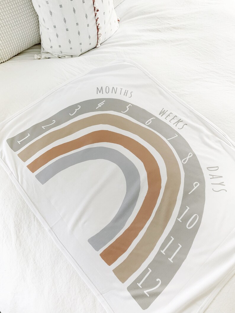 Rainbow Milestone Blanket Gender Neutral Baby Milestones Etsy