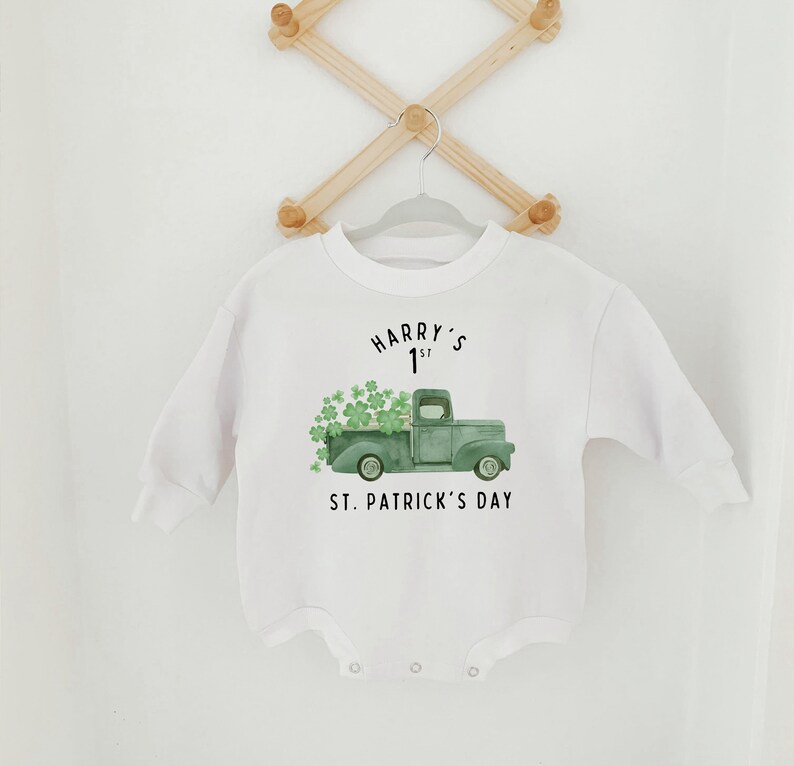 Baby Småbarn St. Patricks Day, St. Patty's, Baby St. Patricks Outfit, Småbarns Turtröja, Irländarnas Tur, Irländsk Tröja, Irländsk bild 6