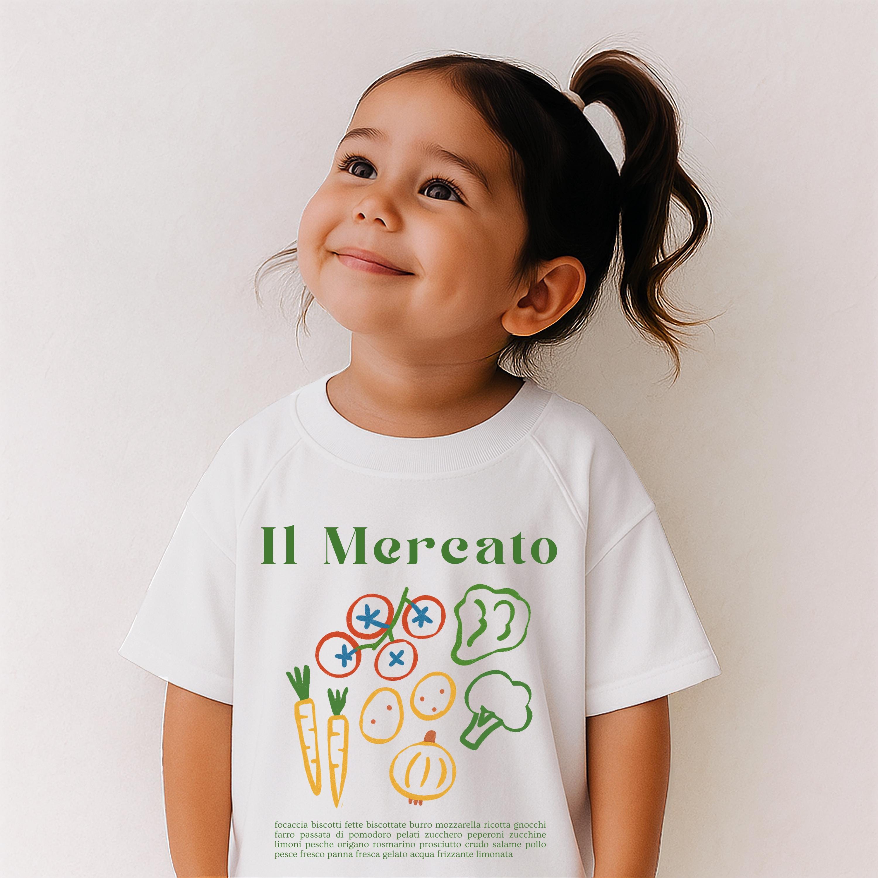 Oversized Tshirt, Italian Summer Kids Shirt, Oversized Baby & Toddler T-Shirt, Italian Market Kids Shirt, Trendy Gender Neutral Kids Tee
