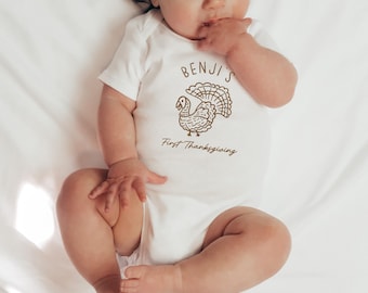 Personalized First Thanksgiving Baby Outfit, Custom Turkey Bodysuit, Baby Thanksgiving Shirt