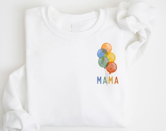Matching Family Birthday Shirts, Rainbow Balloon Birthday Outfit, Mom Dad Kids Birthday Tops, Colorful Party Shirts, Family Celebration Tees