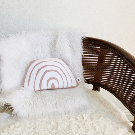 Tan Minimalist Rainbow Pillow Nursery Orange Minimalist Rainbow Pillow