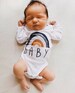 Rainbow Baby Announcement Shirt and Bodysuits Gender Neutral Baby Gift, Teal, Scandinavian Rainbow 