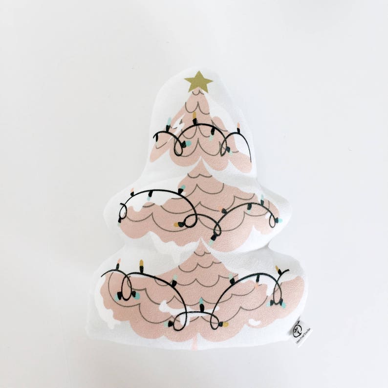 Retro Christmas Pillow Pink Christmas Tree Girl Christmas Etsy
