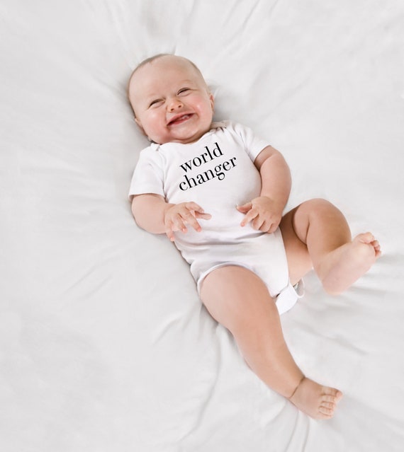 Bebe cambiador del mundo traje de bebe hipster monocromo bebe de moda ropa infantil regalo de bebe positivo unisex Etsy Mexico