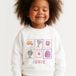 Zurück zu Schulshirt für Mädchen, Erster Schultag Mädchen Sweatshirt, Benutzerdefinierte Schulhemd, Sweatshirt für Schule, Rosa und Lila