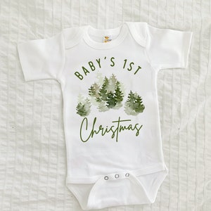 Baby First Christmas one piece, First Christmas Outfit, Neutral Christmas Outfit, Christmas Baby Clothes, Christmas Trees, First Christmas image 6