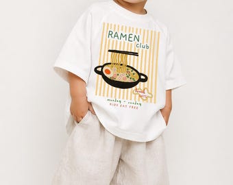 Ramen Kinder T-Shirt, grafisches T-Shirt für Babys und Kleinkinder, italienisches Sommeroutfit, trendiges geschlechtsneutrales T-Shirt, süßes Essen Shirt