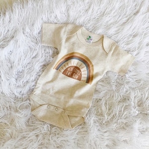 Rainbow Baby Bodysuit, Here Comes the Sun, Gift, Rainbow Shirt, Baby Shower Gift, New Baby, Baby Apparel, Gender Neutral, Oatmeal image 5