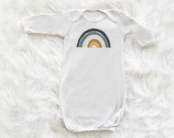 Arc-en-ciel pour bébé, tenue de retour à la maison pour bébé, cadeau arc-en-ciel pour bébé, bleu sarcelle, bébé, pyjama, bleu sarcelle arc-en-ciel, vintage