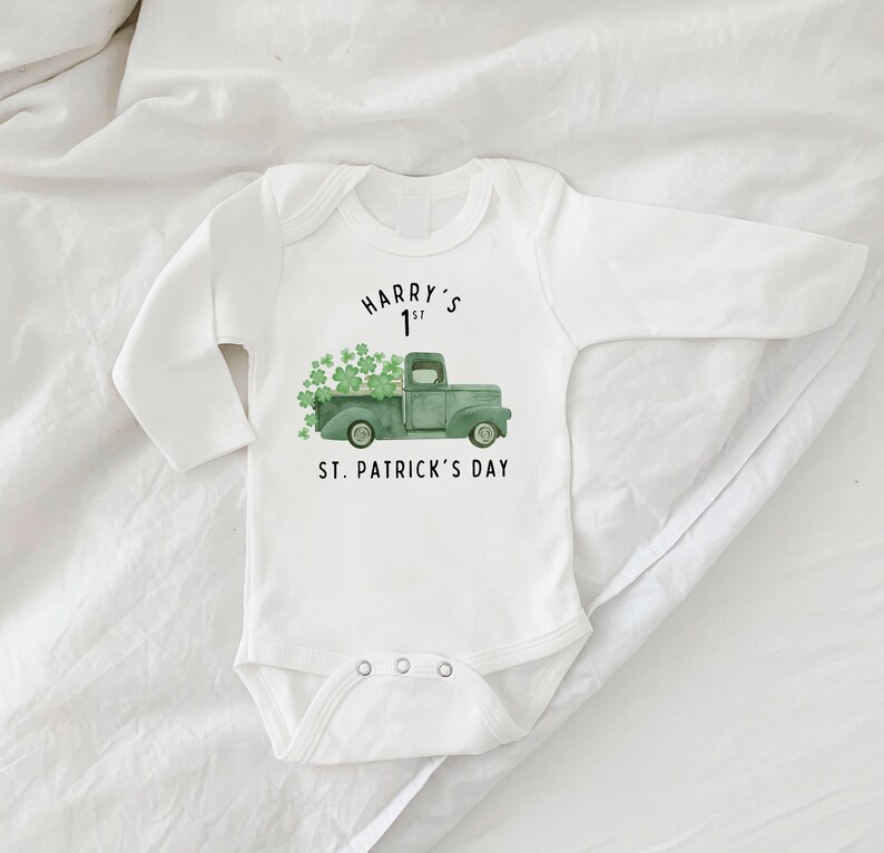 Baby Småbarn St. Patricks Day, St. Patty's, Baby St. Patricks Outfit, Småbarns Turtröja, Irländarnas Tur, Irländsk Tröja, Irländsk bild 5