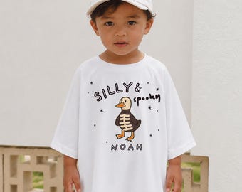 Skeleton Goose Kids Oversized T-Shirt,  Halloween Shirt for Baby & Toddler, Graphic Tee, Silly Goose