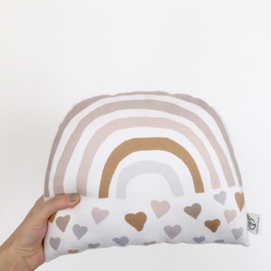 Rainbow, Nursery Pillow, Rainbow Baby, Rainbow Baby Nursery, Scandinavian Rainbow, Neutral, Rainbow with hearts image 5