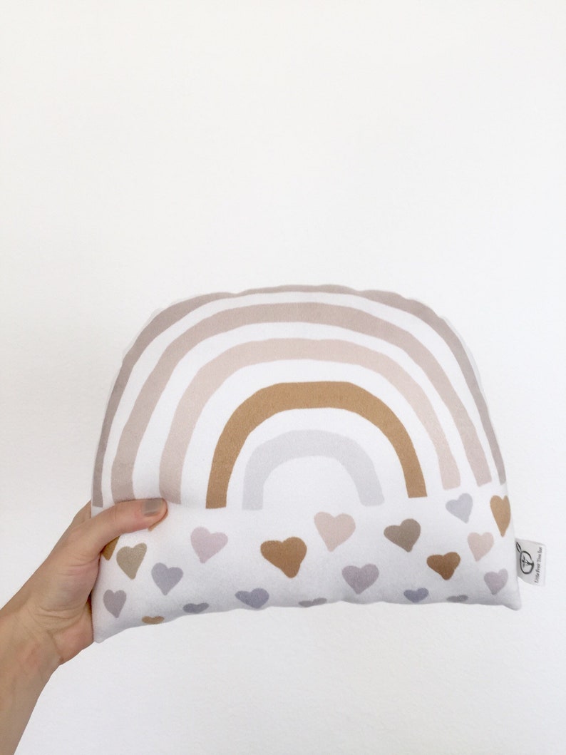 Rainbow, Nursery Pillow, Rainbow Baby, Rainbow Baby Nursery, Scandinavian Rainbow, Neutral, Rainbow with hearts image 5