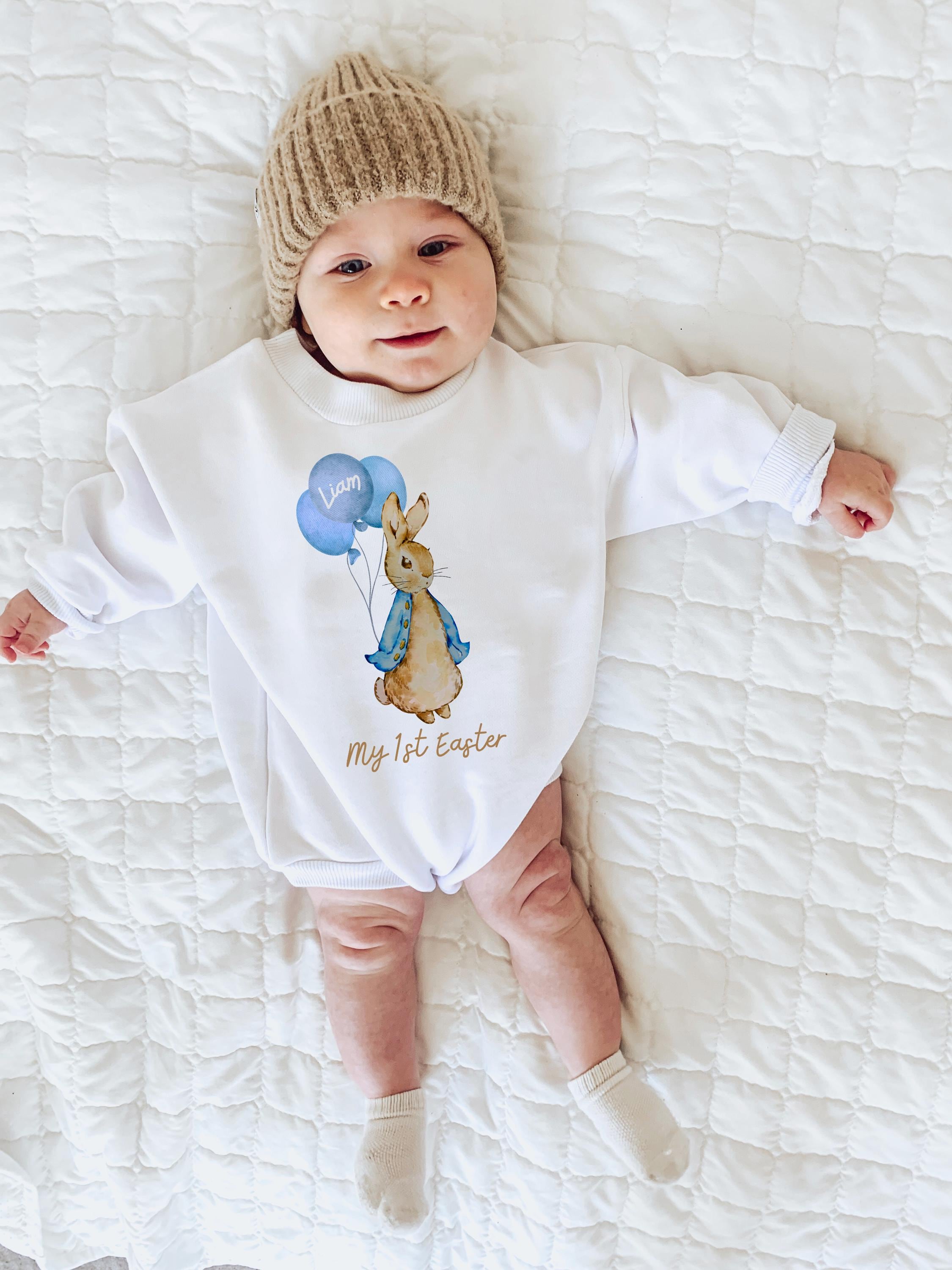 First Easter Outfit, Easter Bunny, Bunny Rabbit, Baby Sweatshirt, Sweatshirt Romper, Neutral, My First Easter, Easter Shirt, Boy Easter