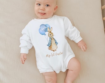 First Easter Outfit, Easter Bunny, Bunny Rabbit, Baby Sweatshirt, Sweatshirt Romper, Neutral, My First Easter, Easter Shirt, Boy Easter