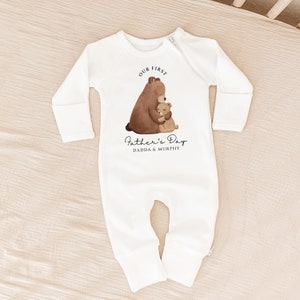 Personalised First Fathers Day Baby Grow Dinosaurs Bodysuit Any Name Vest Gift
