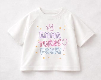 Personalized Birthday Shirt, Oversized Raglan Tee for Girls