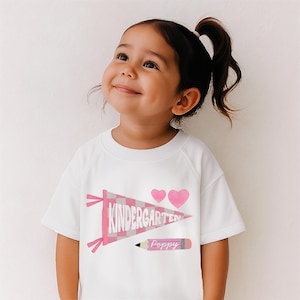 Oversized Back to School Shirt for Girl – Oversized First Day of School Tee with Name – Kindergarten, Preschool, Pre-K Outfit, Pink