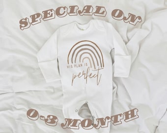 SPECIAL PRICING for 0-3 MONTH His Plan Is Perfect, Rainbow Baby Bodysuit, Scandinavian Rainbow, Gift, Baby Shower Gift, Gender Neutral