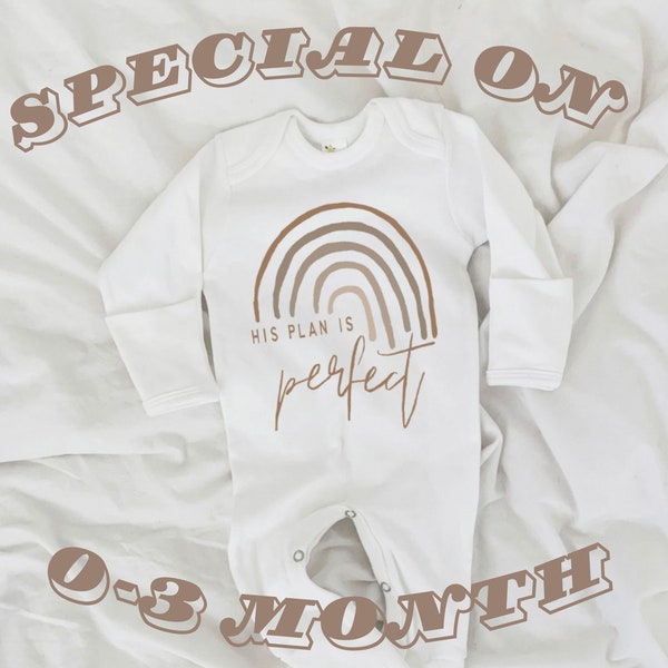 SPECIAL PRICING for 0-3 MONTH His Plan Is Perfect, Rainbow Baby Bodysuit, Scandinavian Rainbow, Gift, Baby Shower Gift, Gender Neutral