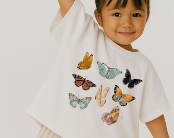 Butterfly Girl Oversized T-Shirt | Cute Butterfly Graphic Tee for Girls, Toddlers & Babies | Trendy Aesthetic Summer Shirt, Boho