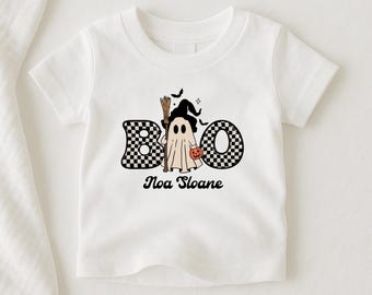 Disfraz de Halloween para niña, camiseta de bruja y fantasma, sudadera, mono o camiseta de Halloween, ropa de Halloween personalizada para niña pequeña.