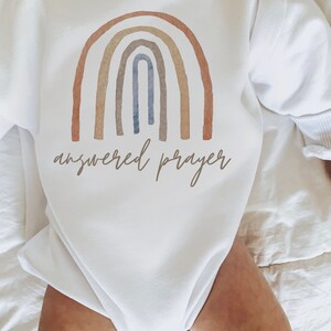 Answered Prayer, Rainbow Baby Sweatshirt Bodysuit, Baby Shower Gift, Sweatshirt Romper, Baby Sweatshirt, Hipster, Gender Neutral image 3