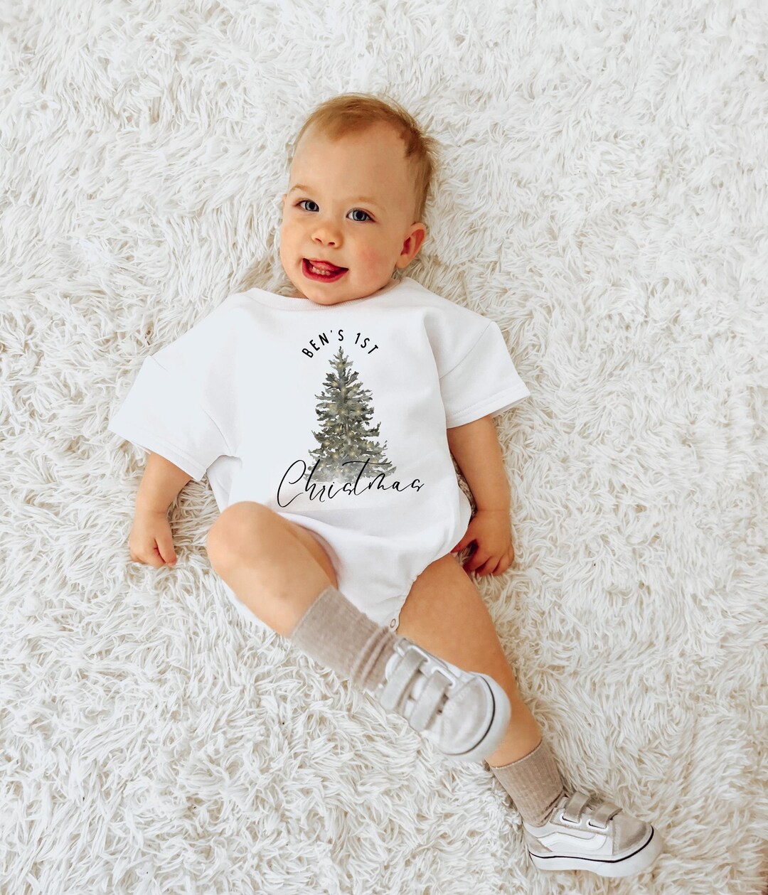 First Christmas, Baby Christmas Outfit, Christmas Romper, Neutral ...