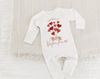 Premier Saint Valentin de bébé, Saint-Valentin, tenue de bébé pour la Saint-Valentin, tenue de Saint-Valentin pour bébé, première Saint-Valentin, prénom personnalisé