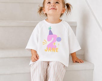 Oversized Birthday Shirt, Custom Name, Graphic Raglan Tee, Toddler Girl Birthday Outfit, Personalized Tee, Disco Girly Shirt