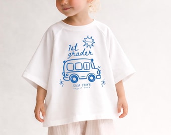 Übergroßes T-Shirt für Kinder - Kindergarten, Vorschule, Personalisiert - Blau